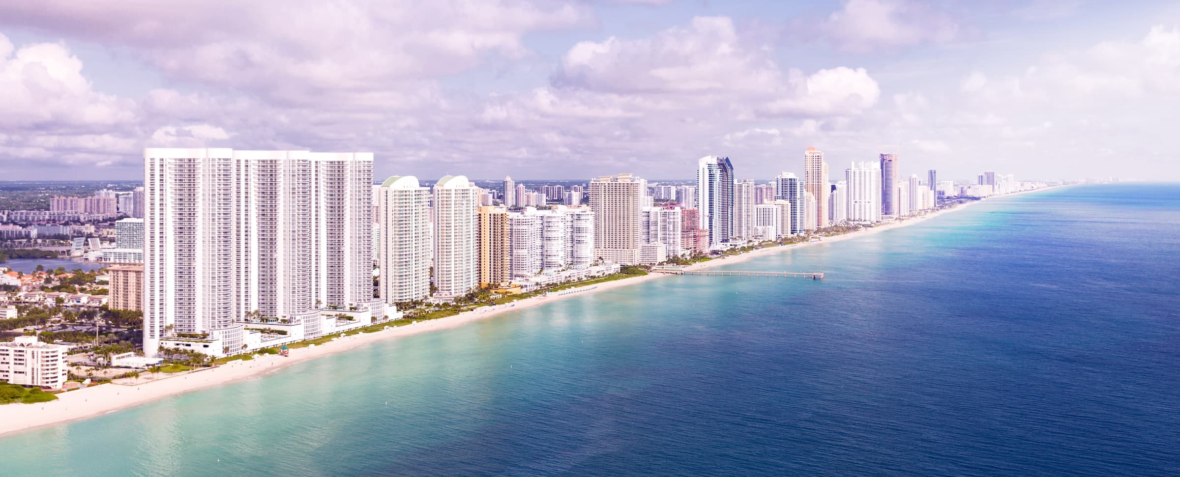 Aerial of oceanfront property along Sunny Isles Beach